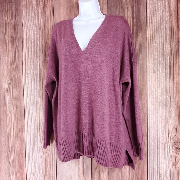 Eileen Fisher Womens XL Extra Fine Merino Wool V-Neck Box Top Sweater Purple - Picture 2 of 12